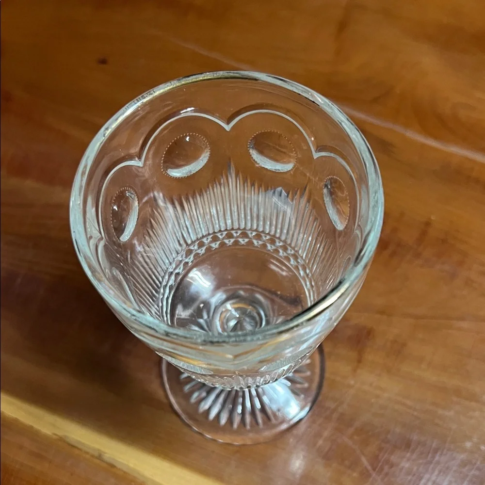 Manhattan US Glass 6” Water Goblet Stemware Jeweled Moon Barware 1 Glass